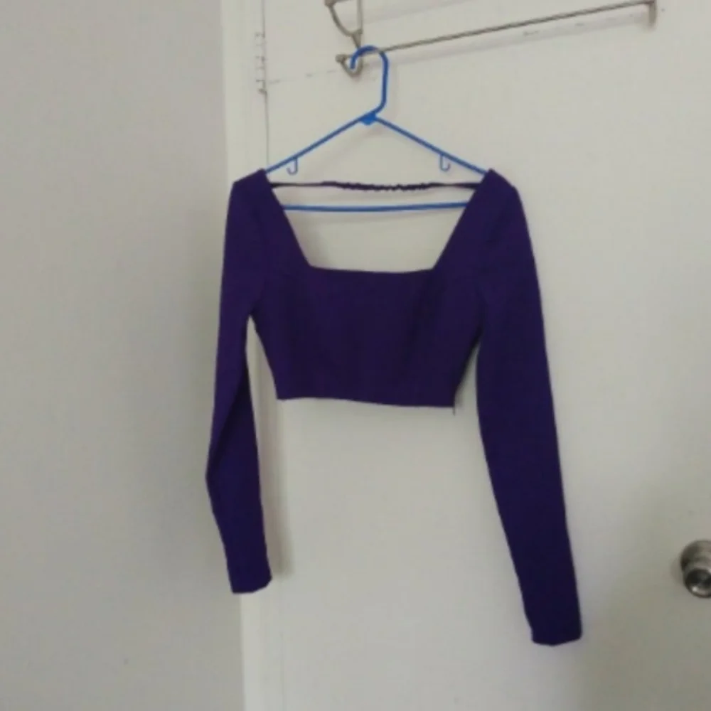 Zara Purple Square Neckline Crop Top Sz XS
